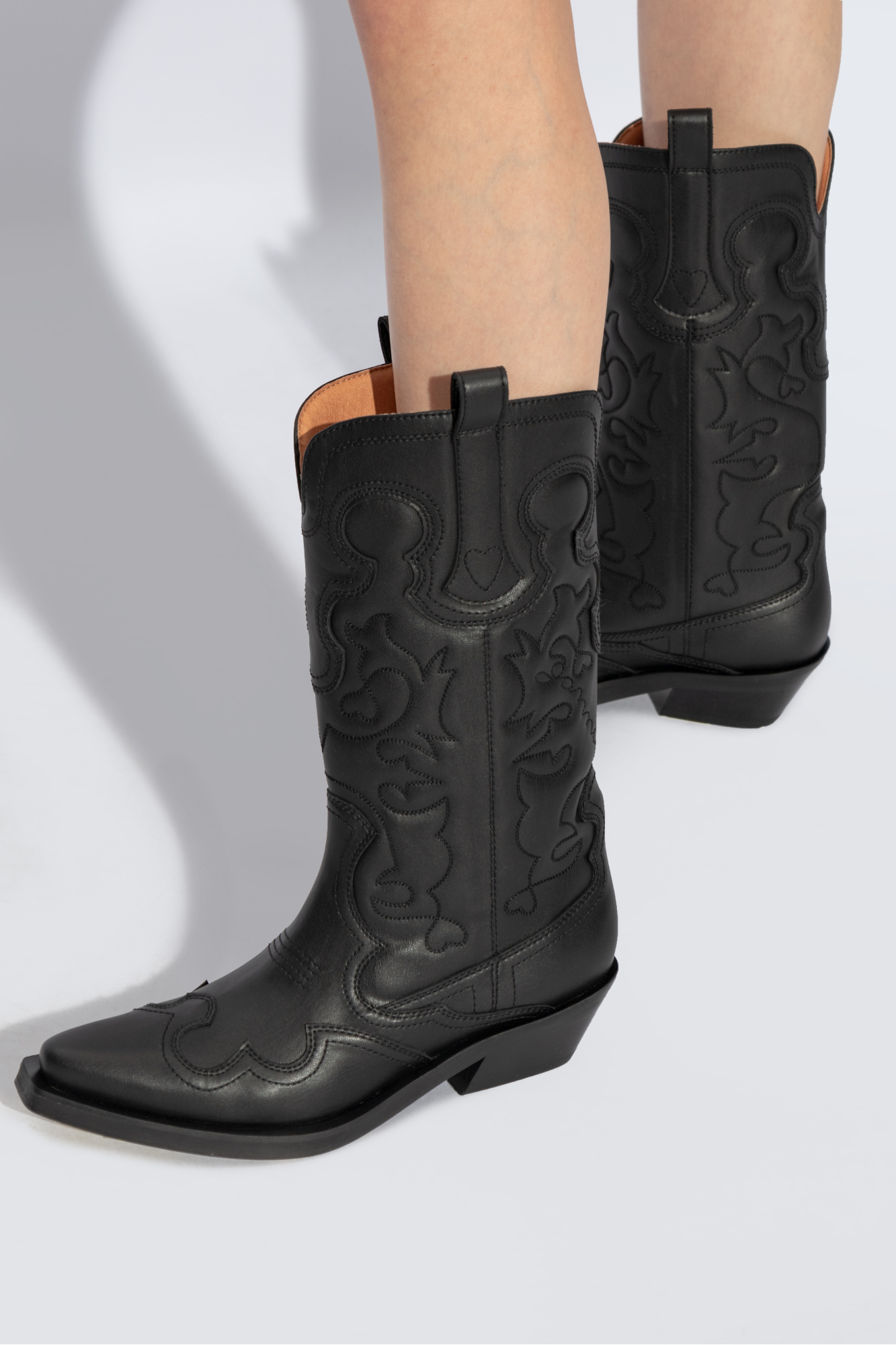 Black Cowboy boots with a pattern Ganni Vitkac Italy